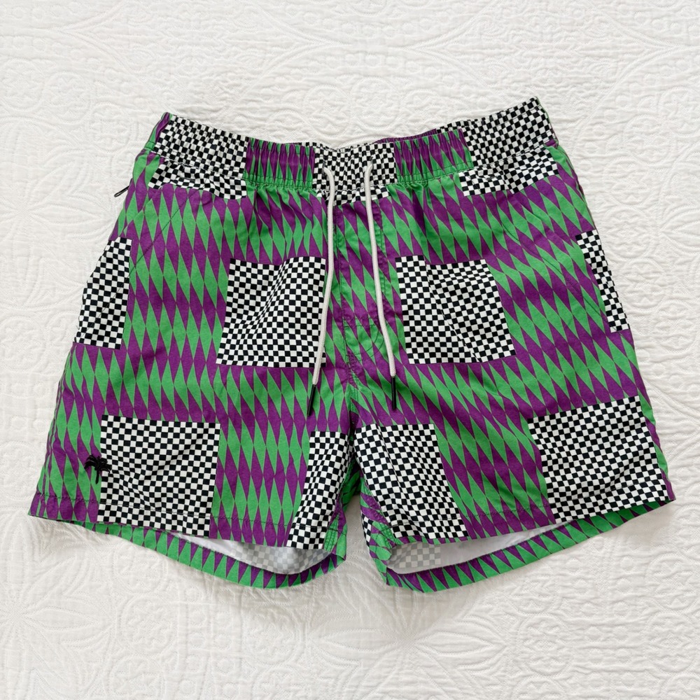 OAS Men's Orchid Chess Trunk Swim Shorts Sz M